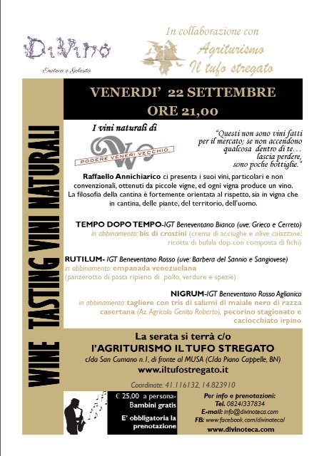 Locandina evento degustazione Vini di poderi Veneri vecchio