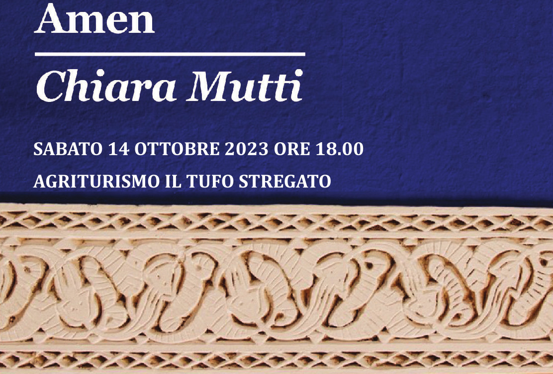 Banner presentazione del libro Amen di Chiara Mutti